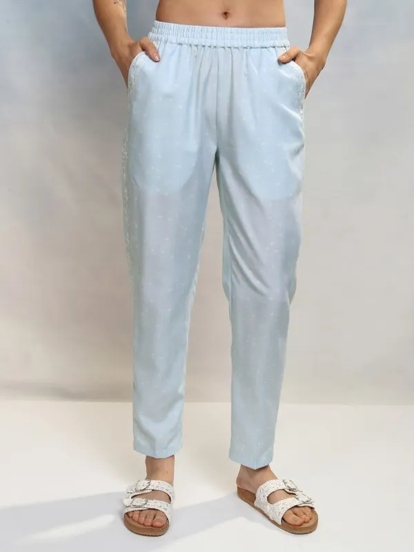 Vishudh Women Blue Top With Trousers Co-Ords