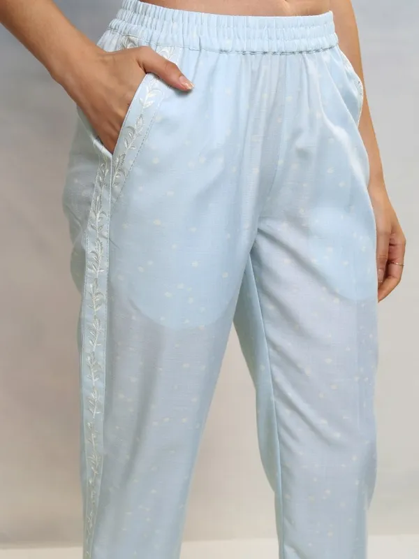 Vishudh Women Blue Top With Trousers Co-Ords