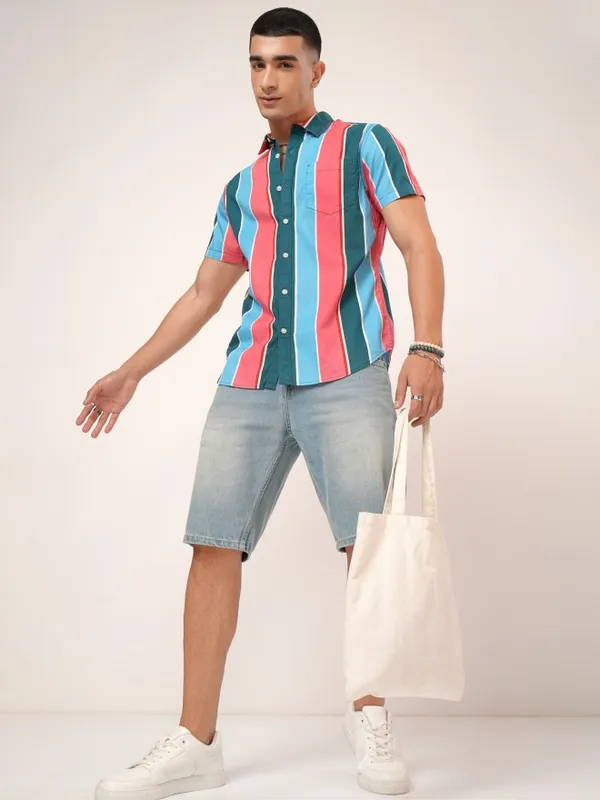 Highlander Men Multi Striped Slim Fit Casual Shirt
