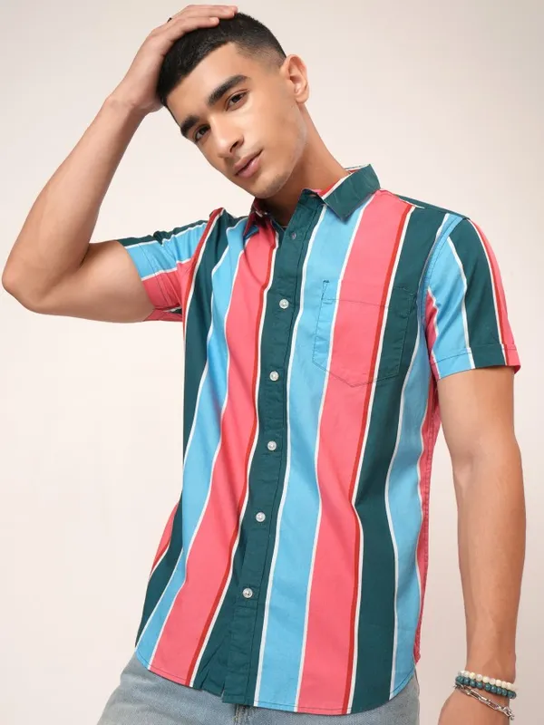 Highlander Men Multi Striped Slim Fit Casual Shirt