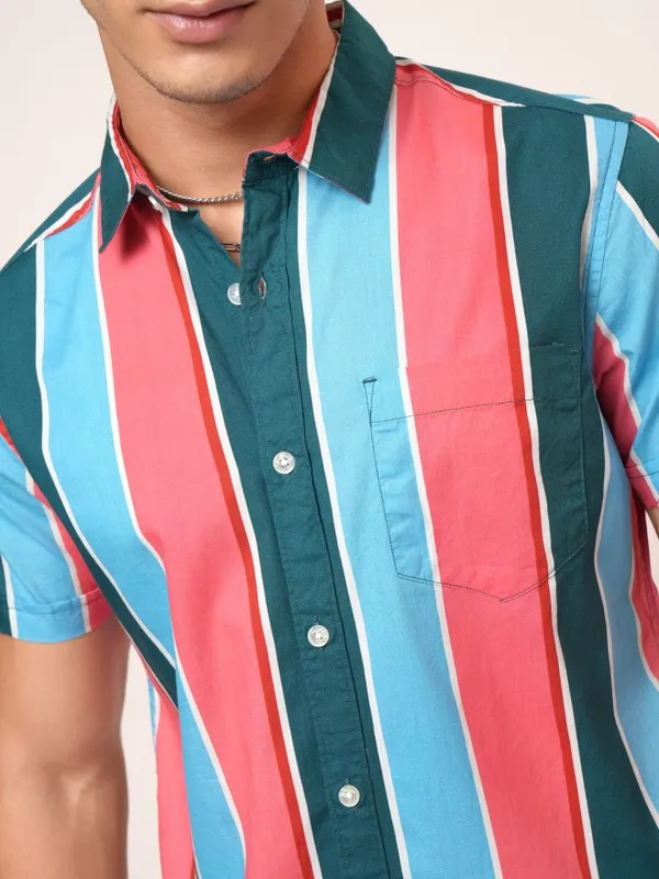 Highlander Men Multi Striped Slim Fit Casual Shirt