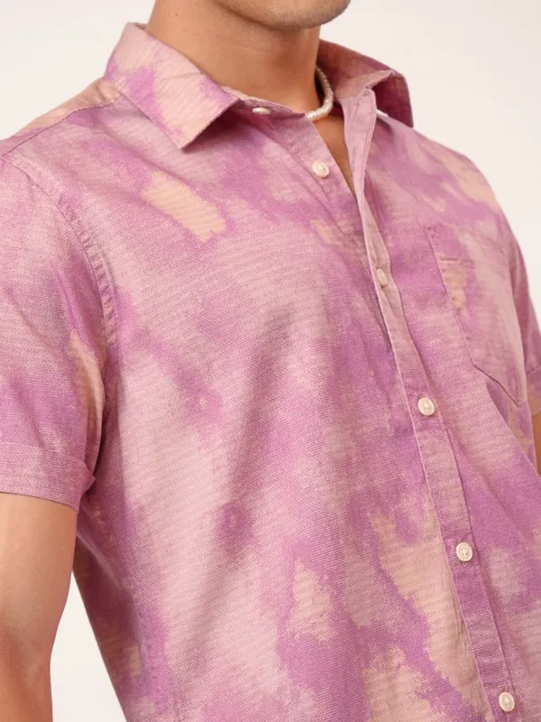  Highlander Men Purple Printed Slim Fit Casual Shirts