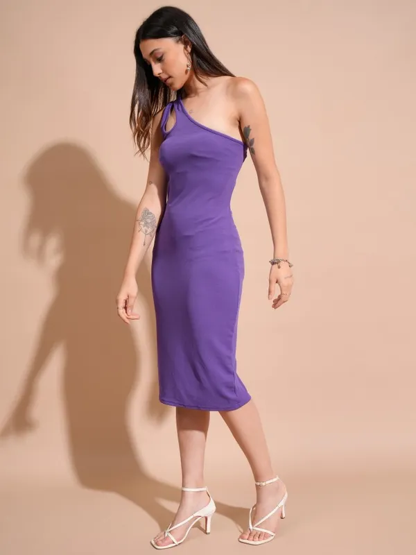 Tokyo Talkies Women Purple Solid Bodycon Dress