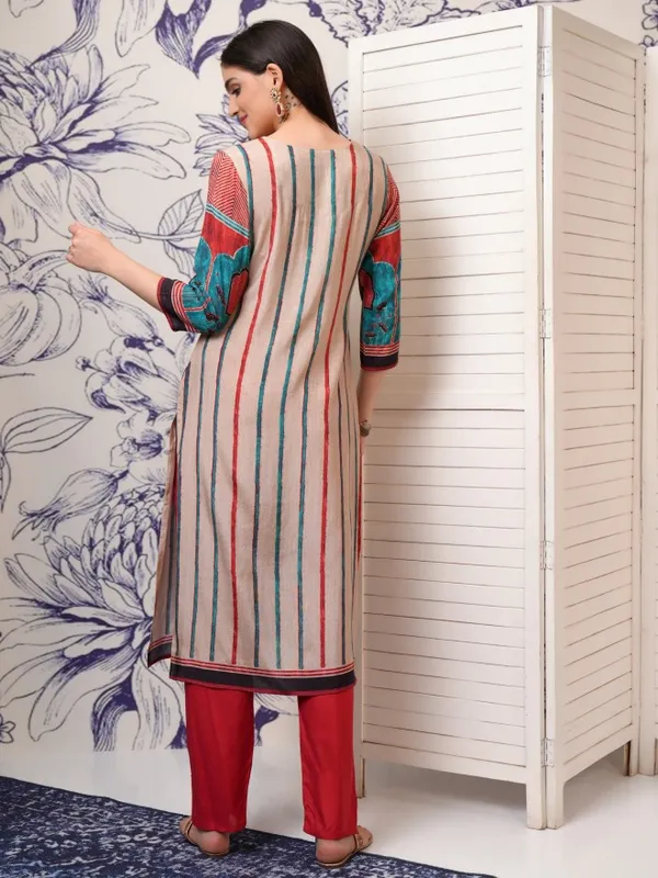 Vishudh Women Red Printed Kurta With Trousers