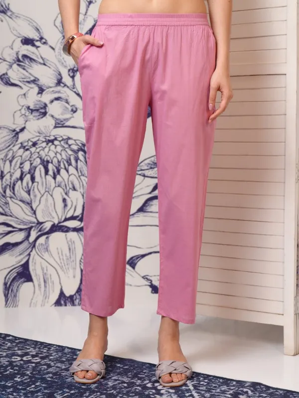 Vishudh Women Purple Printed Kurta With Trouser And Dupatta