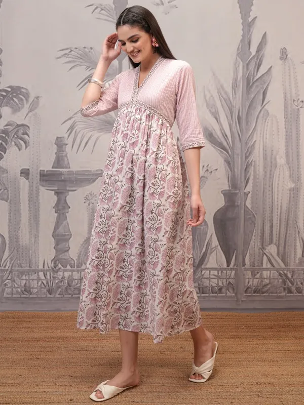  Vishudh Women Pink Printed A-Line Dresses
