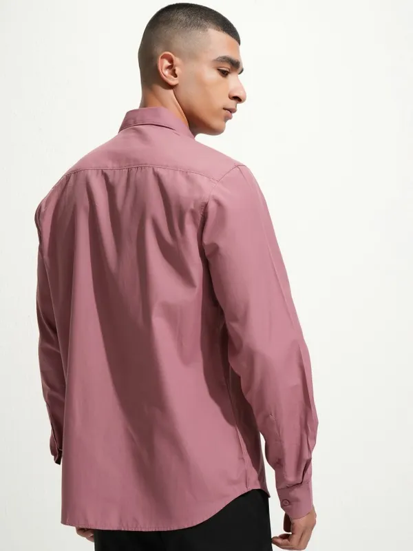 Highlander Men Mauve Slim Fit Casual Shirt