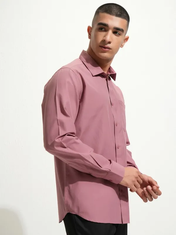 Highlander Men Mauve Slim Fit Casual Shirt
