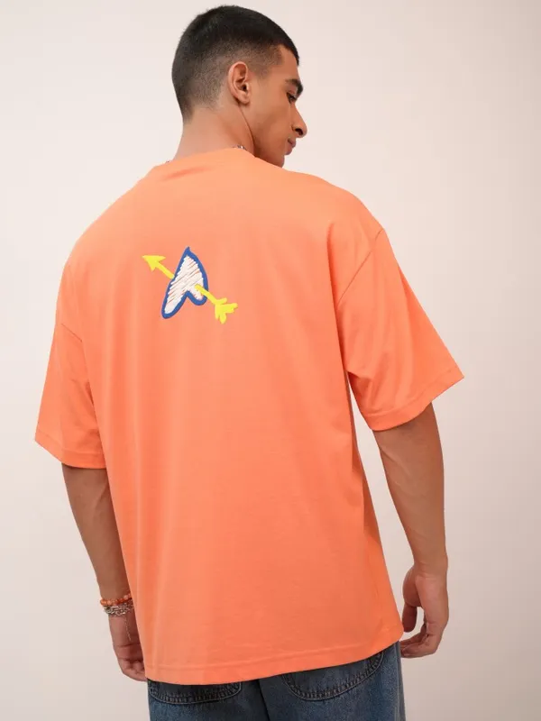Highlander Men Coral Printed Oversized Fit Round Neck T-Shirt