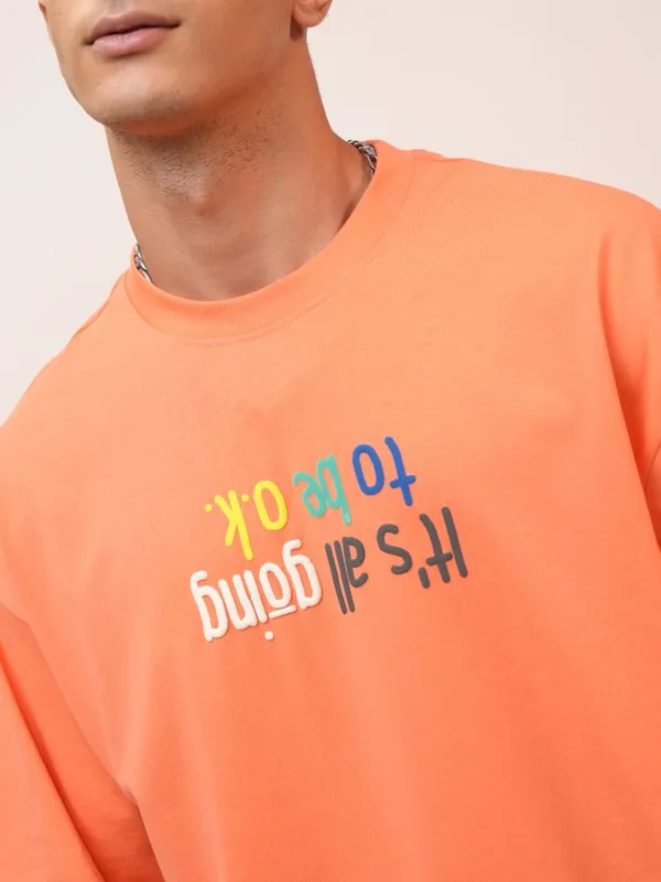 Highlander Men Coral Printed Oversized Fit Round Neck T-Shirt