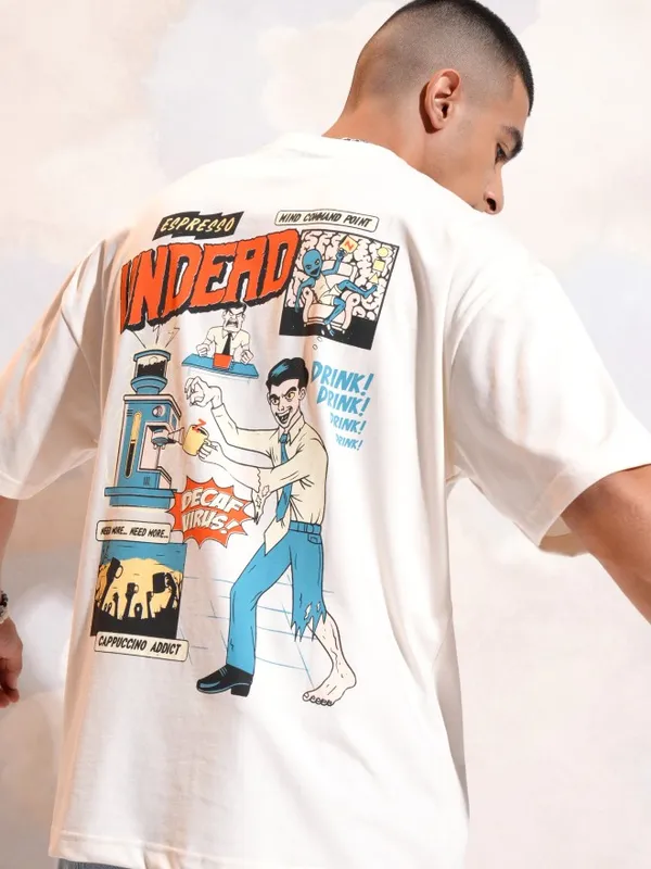 Highlander Men Off White Printed Round Neck T-Shirt