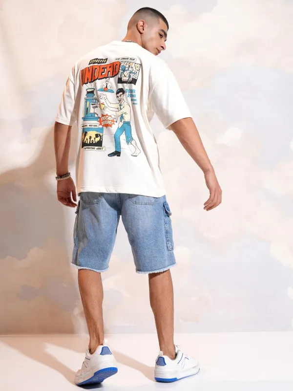 Highlander Men Off White Printed Round Neck T-Shirt