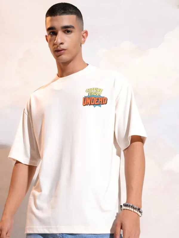 Highlander Men Off White Printed Round Neck T-Shirt
