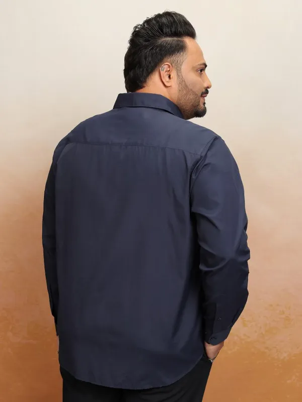 Xtra Ordinary By Highlander Men Navy Blue Solid Regular Fit Casual Shirt