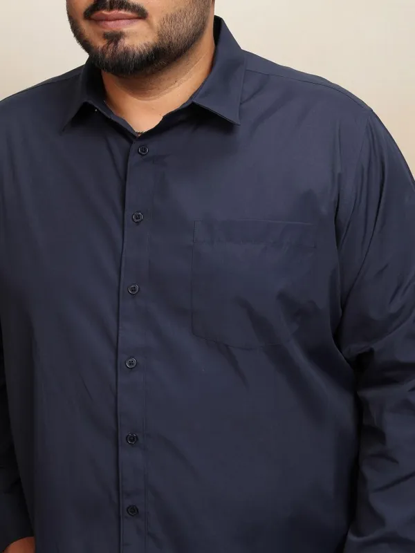 Xtra Ordinary By Highlander Men Navy Blue Solid Regular Fit Casual Shirt