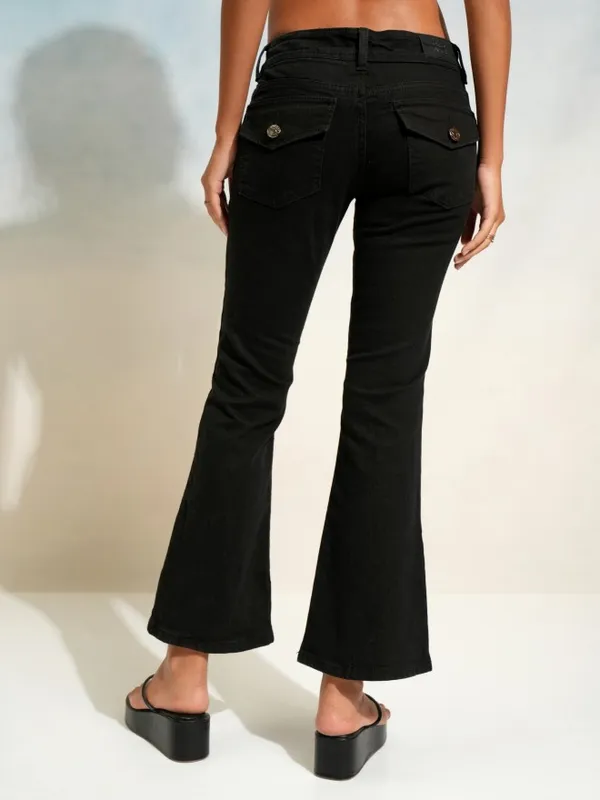 Tokyo Talkies Women Black Flared Stretchable Jeans