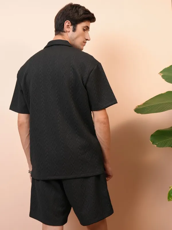 Locomotive Premium Men Black Shirt With Shorts Co-Ords