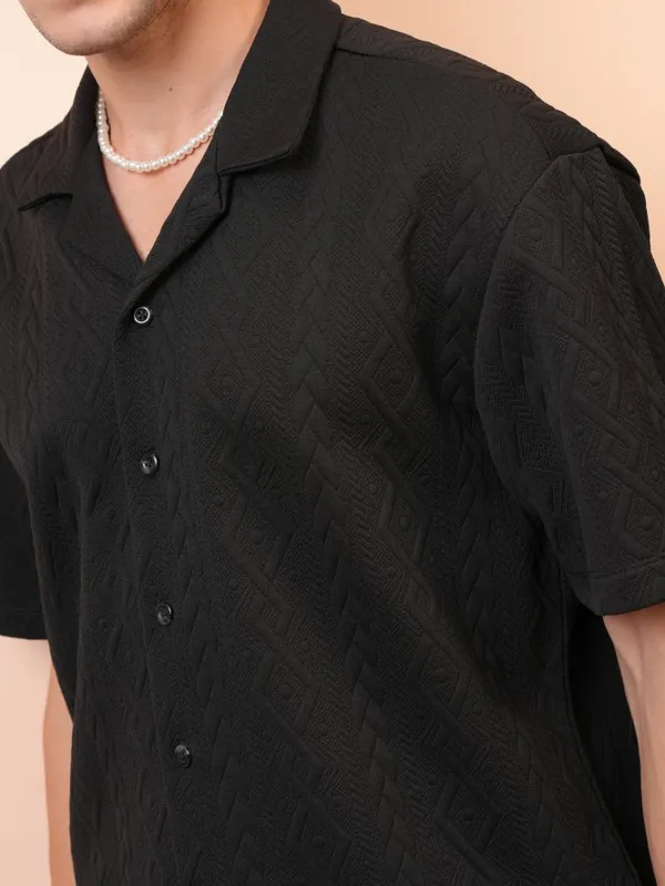 Locomotive Premium Men Black Shirt With Shorts Co-Ords