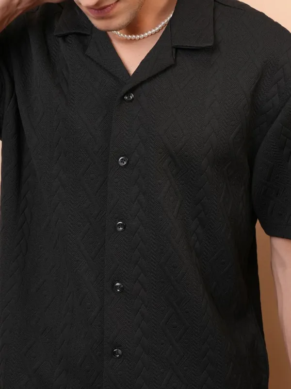 Locomotive Premium Men Black Shirt With Shorts Co-Ords