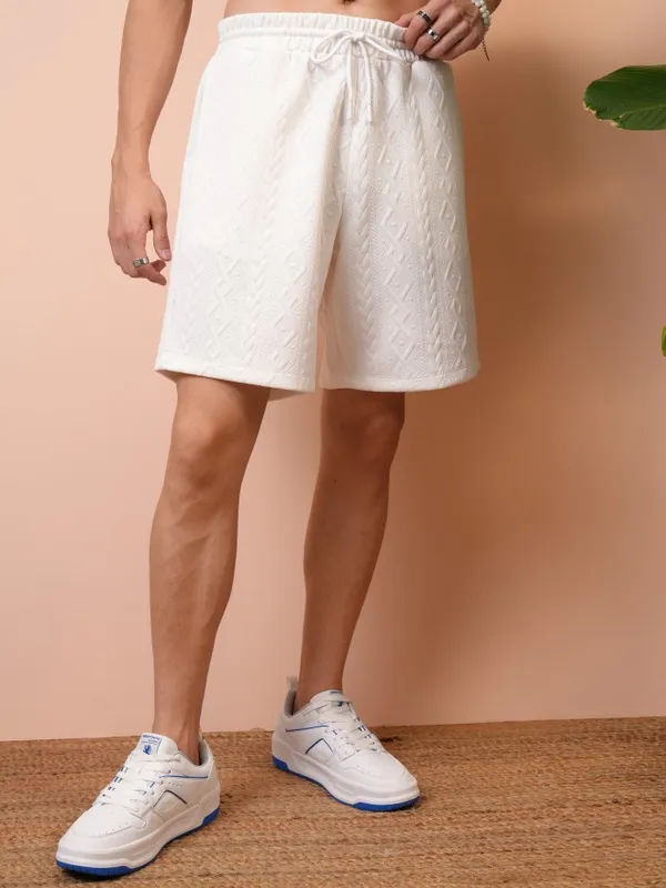 Locomotive Premium Men White Shirt With Shorts Co-Ords