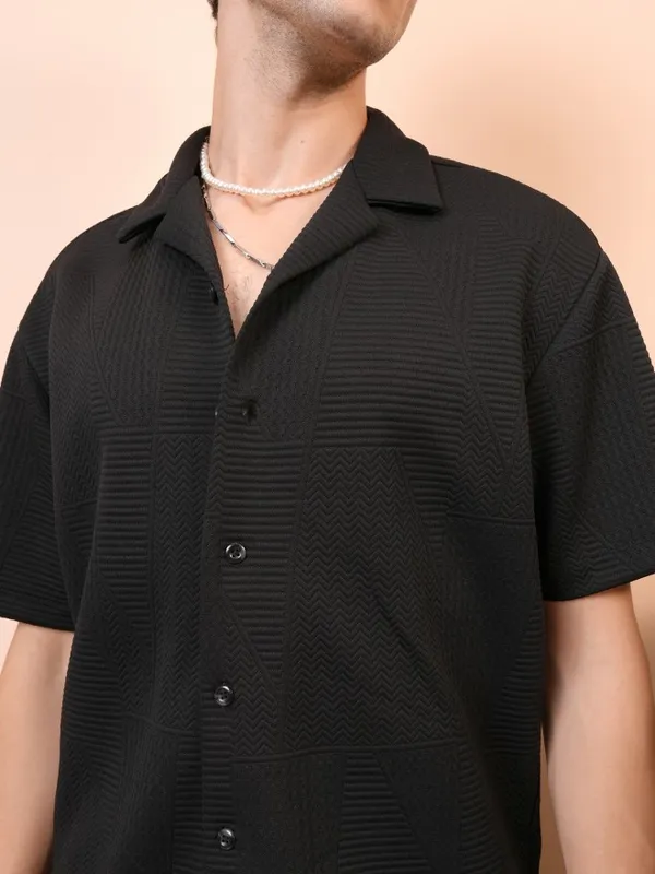 Locomotive Premium Men Black Shirt With Shorts Co-Ords