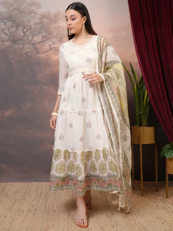  Vishudh Women White Printed A-Line Dresses