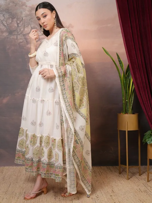 Vishudh Women White Printed A-Line Dresses