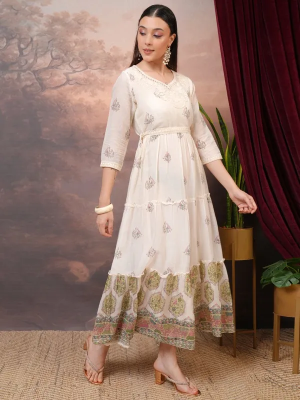  Vishudh Women White Printed A-Line Dresses