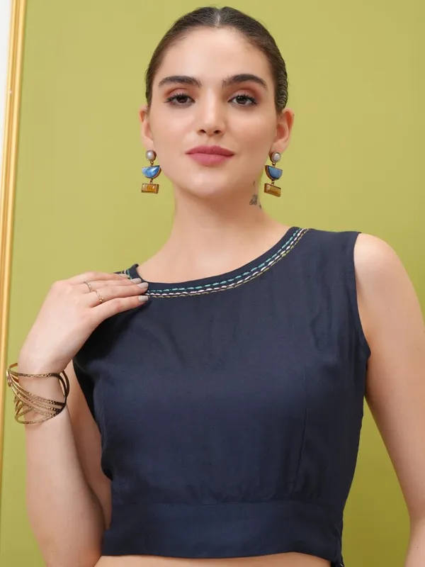 Vishudh Women Blue Printed Top With Trouser