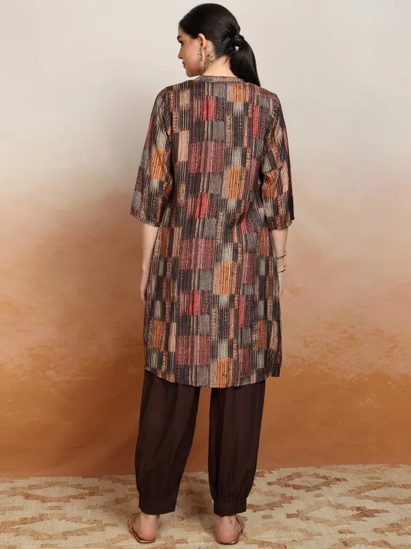 Vishudh Women Brown Printed Kurta With Trouser