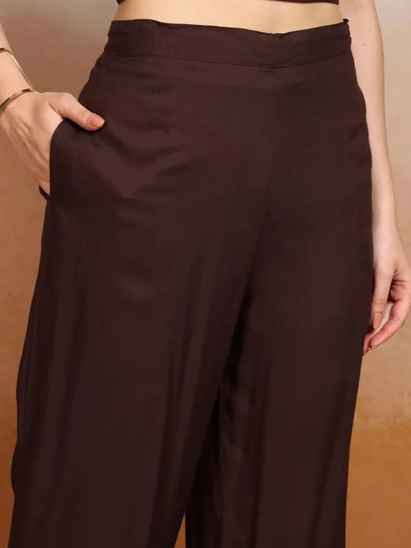 Vishudh Women Brown Printed Kurta With Trouser