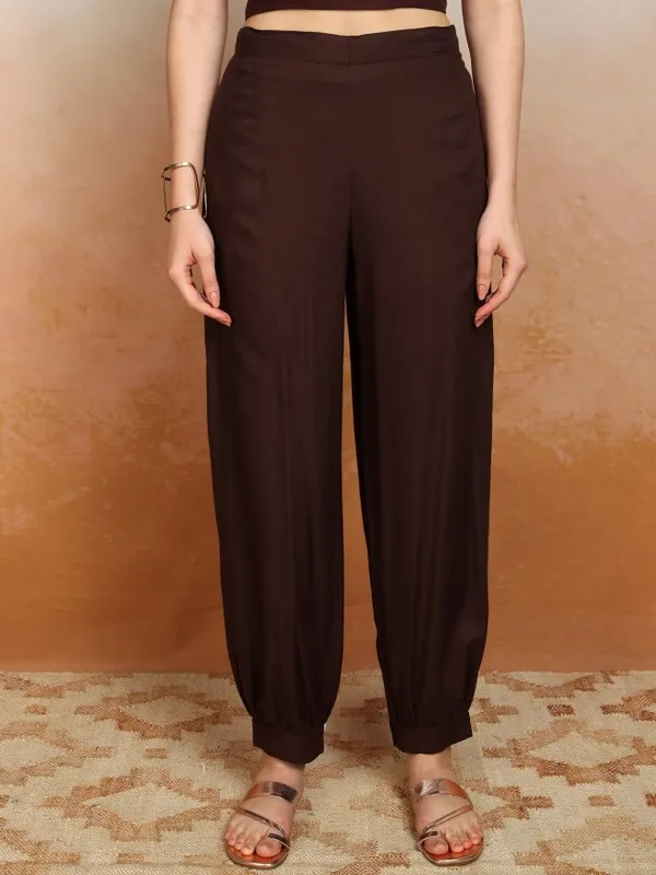 Vishudh Women Brown Printed Kurta With Trouser