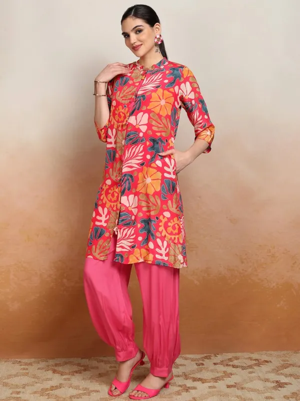 Vishudh Women Pink Printed Top With Trousers