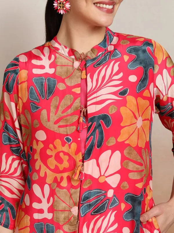 Vishudh Women Pink Printed Top With Trousers