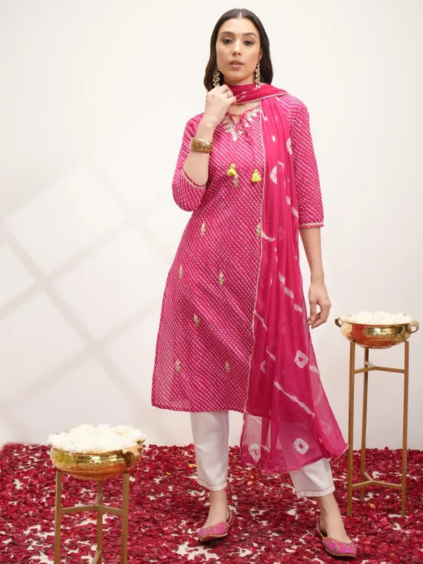  Vishudh Women Pink Embroidered Kurta Sets