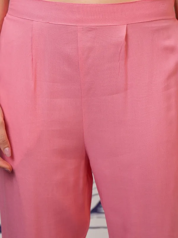 Vishudh Women Pink Printed Kurta With Trousers And Dupatta