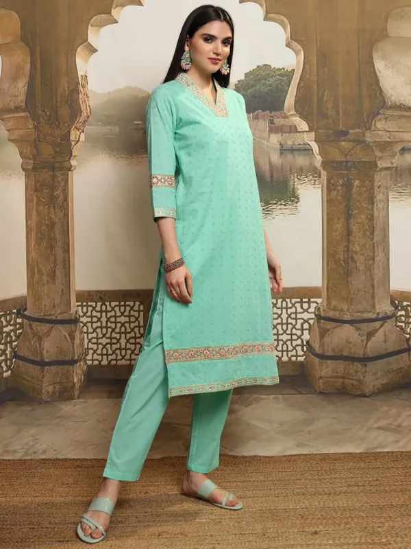 Vishudh Women Blue Embroidered Kurta With Trouser And Dupatta