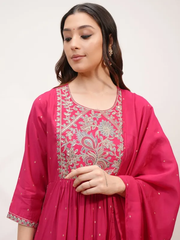  Vishudh Women Pink Embroidered Kurta Sets