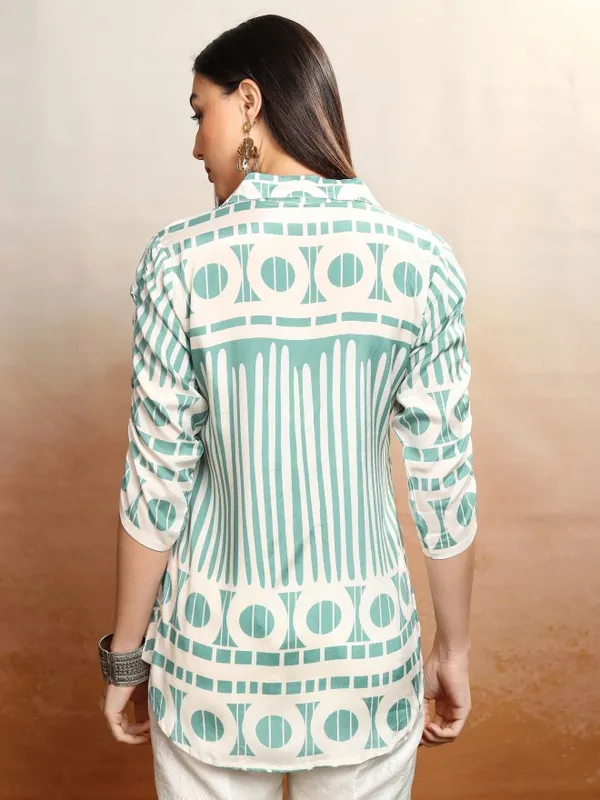 Vishudh Women Sea Green Printed Top