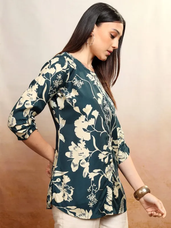 Printed Shirt Style Top