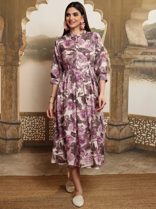 Vishudh Women Magenta Printed Maxi Dress