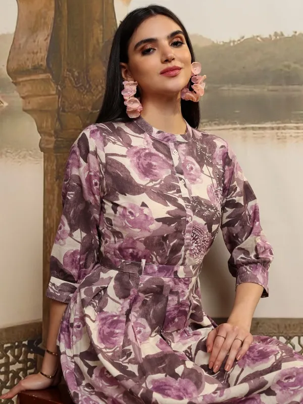 Vishudh Women Magenta Printed Maxi Dress