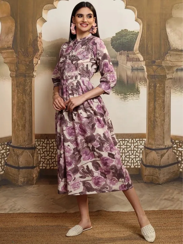 Vishudh Women Magenta Printed Maxi Dress