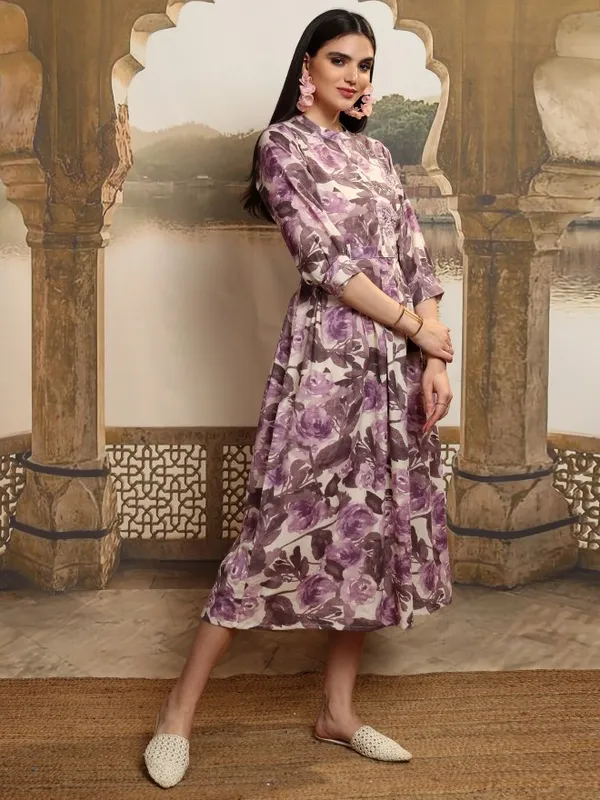 Vishudh Women Magenta Printed Maxi Dress