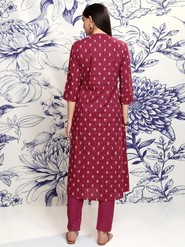 Vishudh Women Red Embroidered A-Line Kurta
