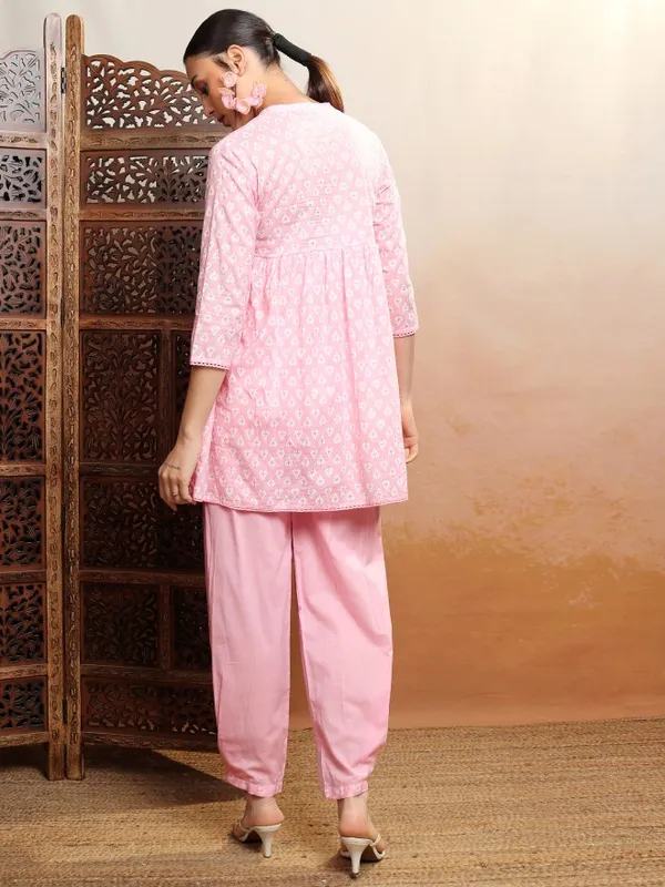 Vishudh Women Pink Top With Trousers Co-Ords