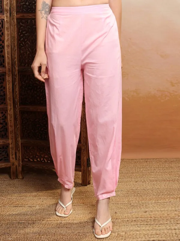 Vishudh Women Pink Top With Trousers Co-Ords