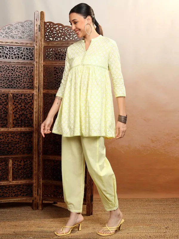 Vishudh Women Yellow Top With Trousers Co-Ords