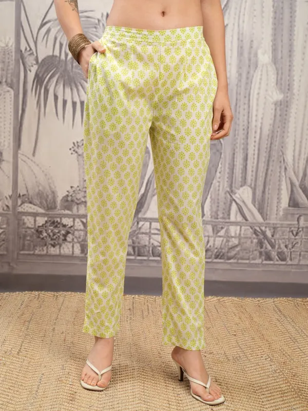 Vishudh Women White Printed Kurta With Trousers And Dupatta