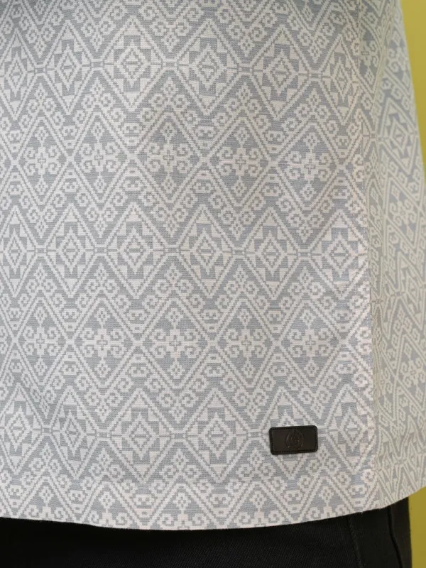 Locomotive Premium Men Grey Printed Oversized Fit Overshirt